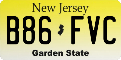 NJ license plate B86FVC