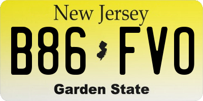 NJ license plate B86FVO
