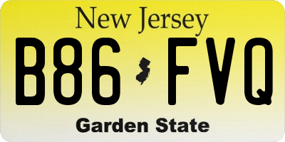 NJ license plate B86FVQ