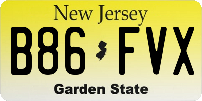 NJ license plate B86FVX