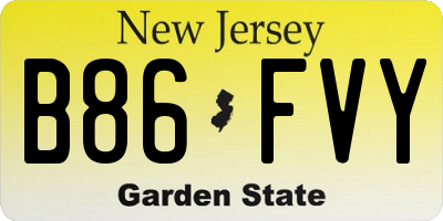 NJ license plate B86FVY