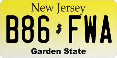 NJ license plate B86FWA