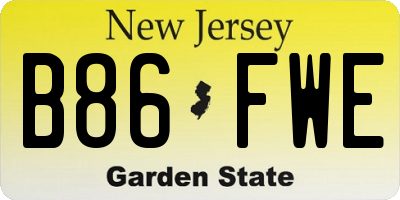 NJ license plate B86FWE