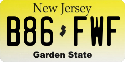 NJ license plate B86FWF