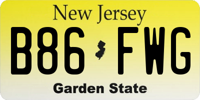 NJ license plate B86FWG