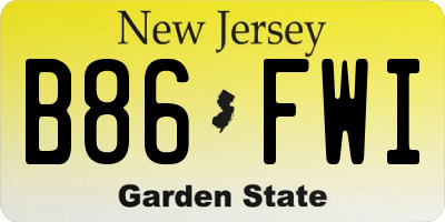 NJ license plate B86FWI