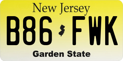 NJ license plate B86FWK