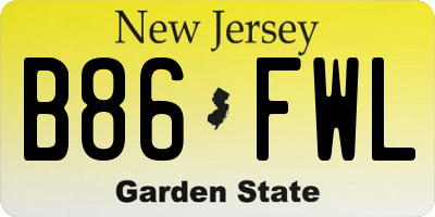 NJ license plate B86FWL