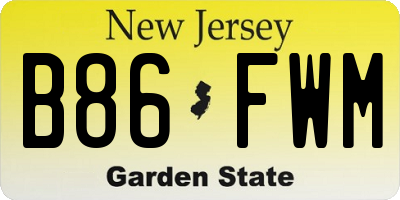 NJ license plate B86FWM
