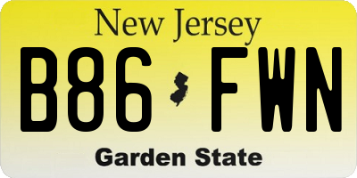 NJ license plate B86FWN