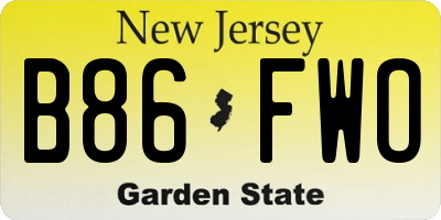 NJ license plate B86FWO