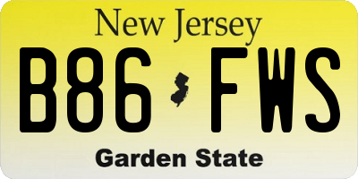 NJ license plate B86FWS