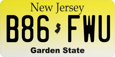 NJ license plate B86FWU