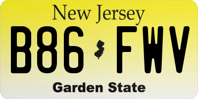NJ license plate B86FWV