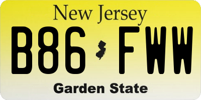 NJ license plate B86FWW