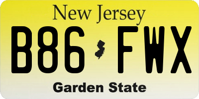 NJ license plate B86FWX