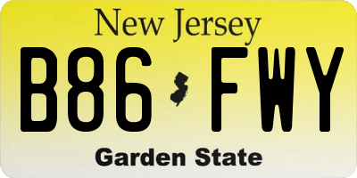 NJ license plate B86FWY