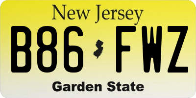 NJ license plate B86FWZ