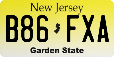 NJ license plate B86FXA
