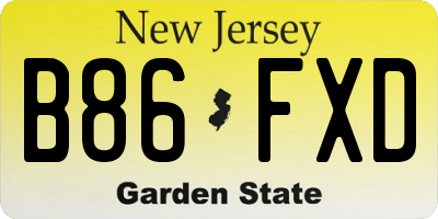 NJ license plate B86FXD