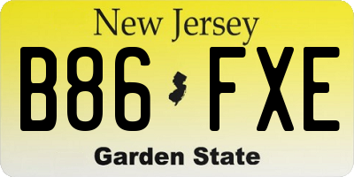 NJ license plate B86FXE