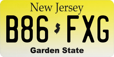 NJ license plate B86FXG
