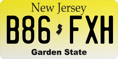 NJ license plate B86FXH