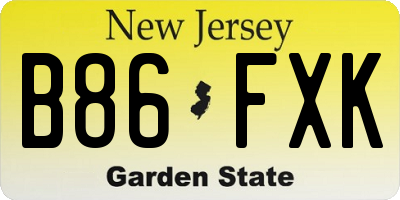 NJ license plate B86FXK
