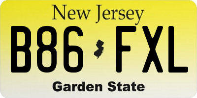NJ license plate B86FXL