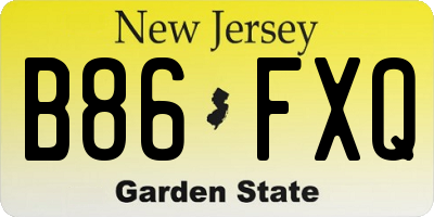 NJ license plate B86FXQ