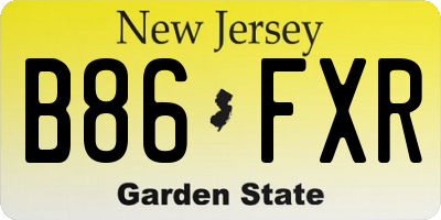 NJ license plate B86FXR