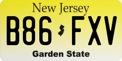 NJ license plate B86FXV