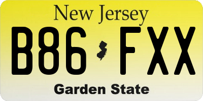 NJ license plate B86FXX