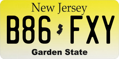 NJ license plate B86FXY