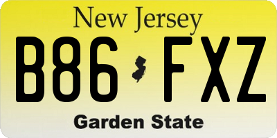 NJ license plate B86FXZ