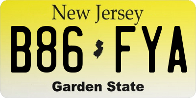 NJ license plate B86FYA