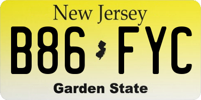 NJ license plate B86FYC