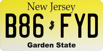 NJ license plate B86FYD