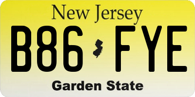 NJ license plate B86FYE