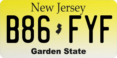 NJ license plate B86FYF