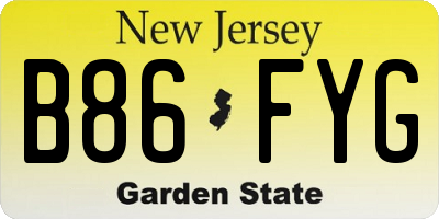 NJ license plate B86FYG