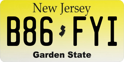 NJ license plate B86FYI