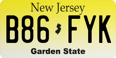 NJ license plate B86FYK