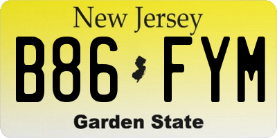 NJ license plate B86FYM