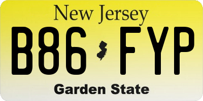NJ license plate B86FYP