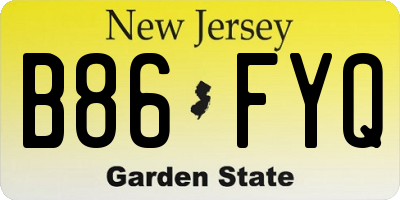 NJ license plate B86FYQ