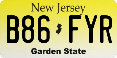 NJ license plate B86FYR