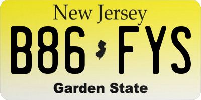 NJ license plate B86FYS