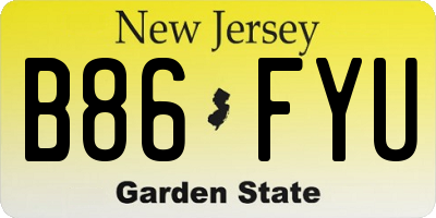 NJ license plate B86FYU
