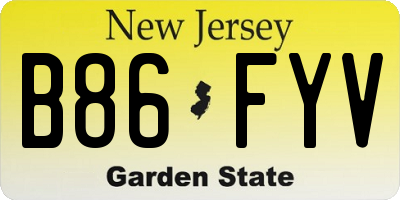 NJ license plate B86FYV
